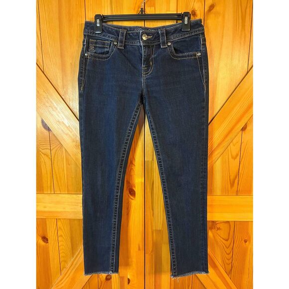 Miss Me Mid Rise Skinny Jeans Dark Wash Raw Hem Size 27 (5390) - Picture 1 of 8